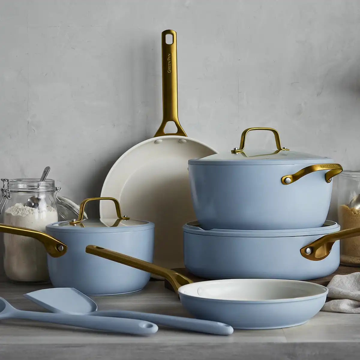 Reserve Pro Ceramic Nonstick 10-Piece Cookware Set | Glacier