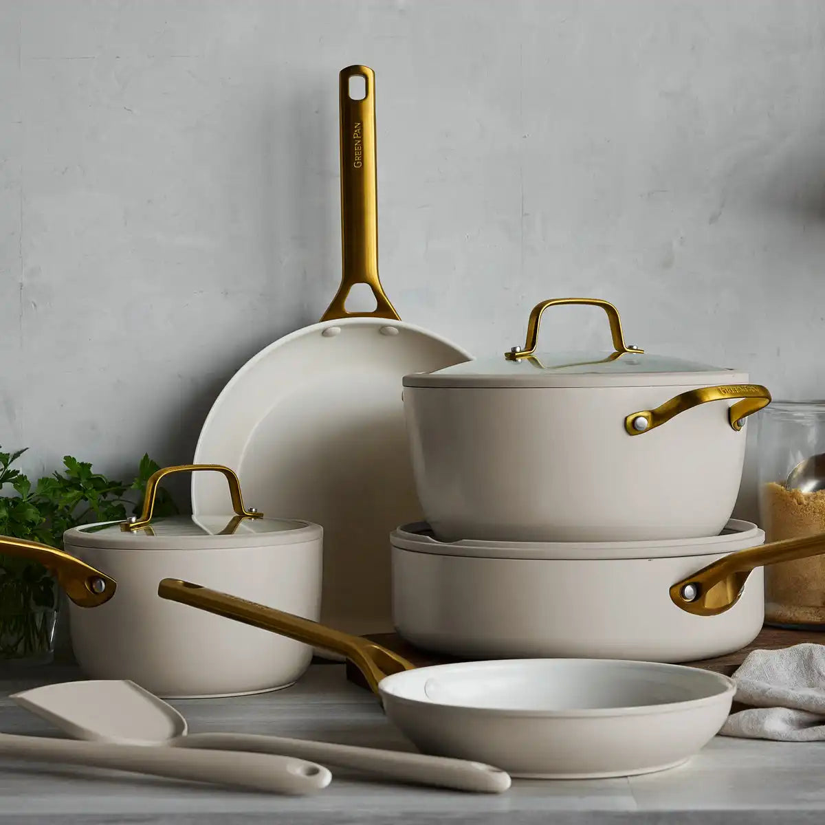 Reserve Pro Ceramic Nonstick 10-Piece Cookware Set | Macadamia