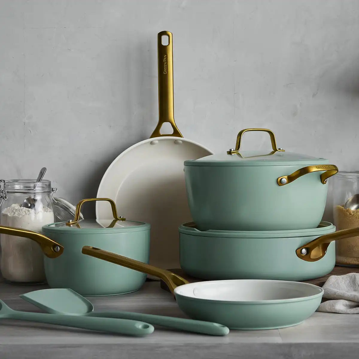 Reserve Pro Ceramic Nonstick 10-Piece Cookware Set | Moss