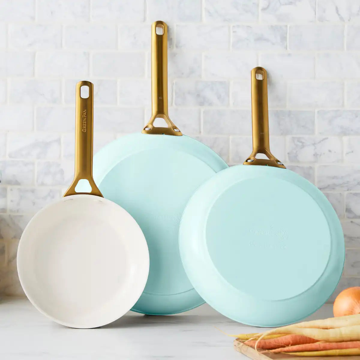 Reserve Pro Ceramic Nonstick 8", 10" and 12" Frypan Set | Seaside
