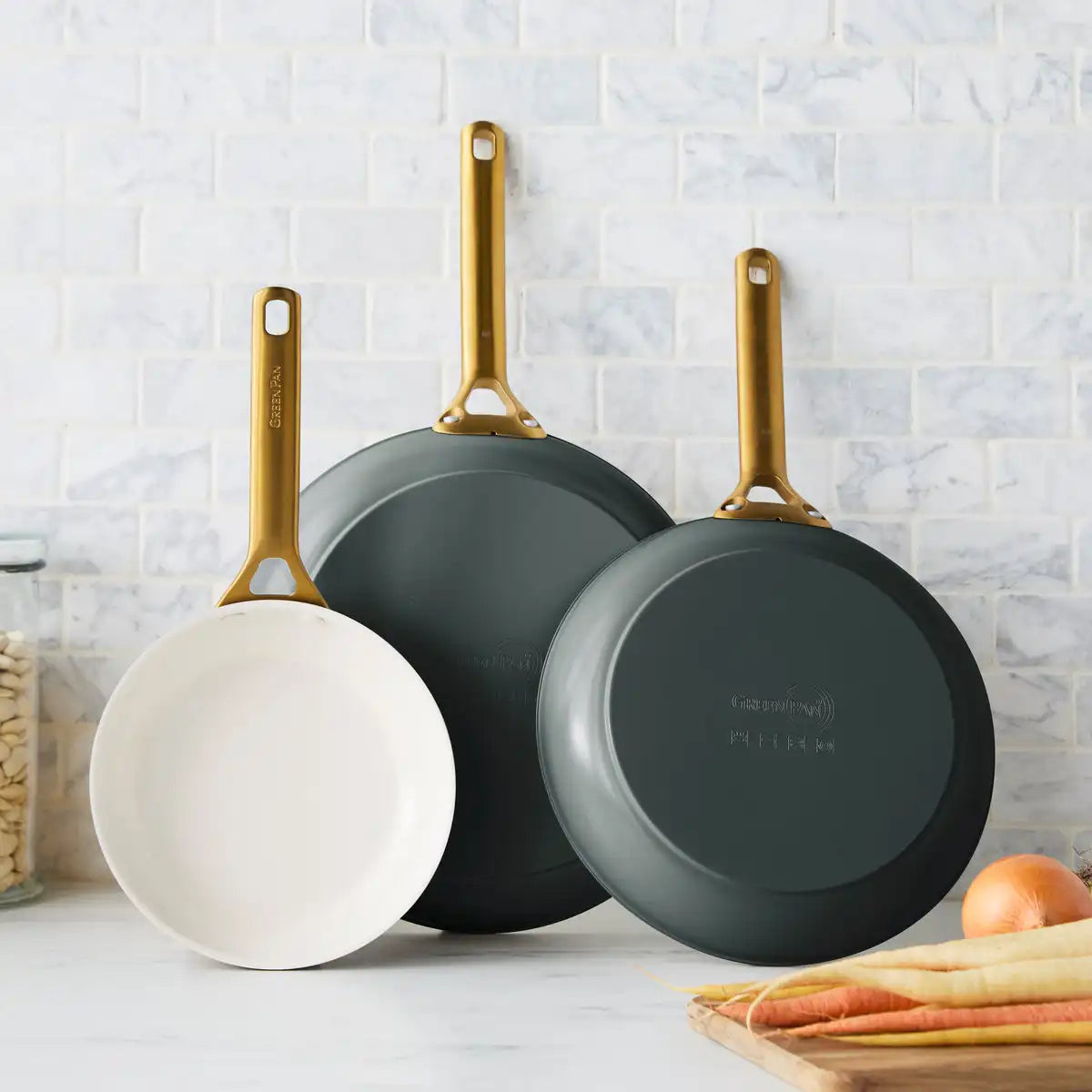 Reserve Pro Ceramic Nonstick 8", 10" and 12" Frypan Set | Spruce