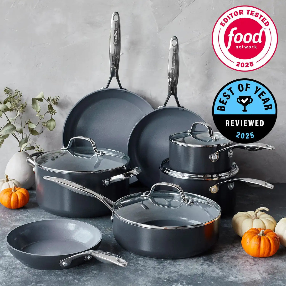Valencia Pro Ceramic Nonstick 11-Piece Cookware Set | Gray
