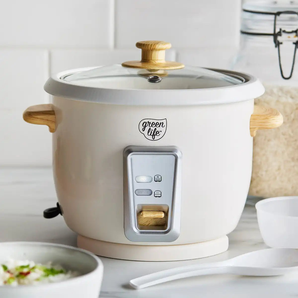 GreenLife 6-Cup Rice Cooker | Cream