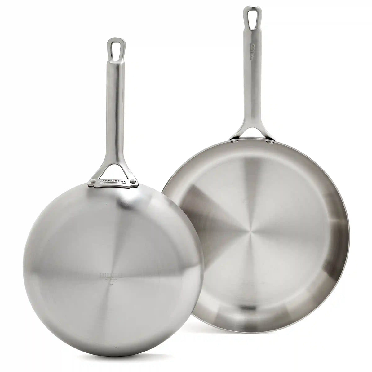 Bobby Flay by GreenPan Chef Series Uncoated Stainless Steel 10" and 12" Frypan Set