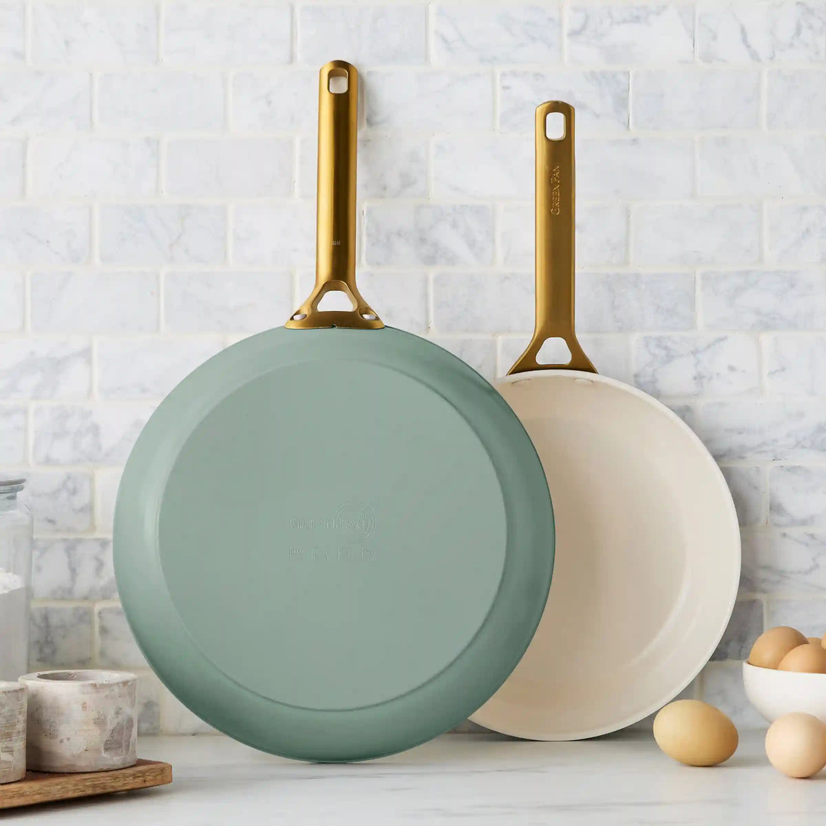 Reserve Pro Ceramic Nonstick 10" and 12" Frypan Set | Moss
