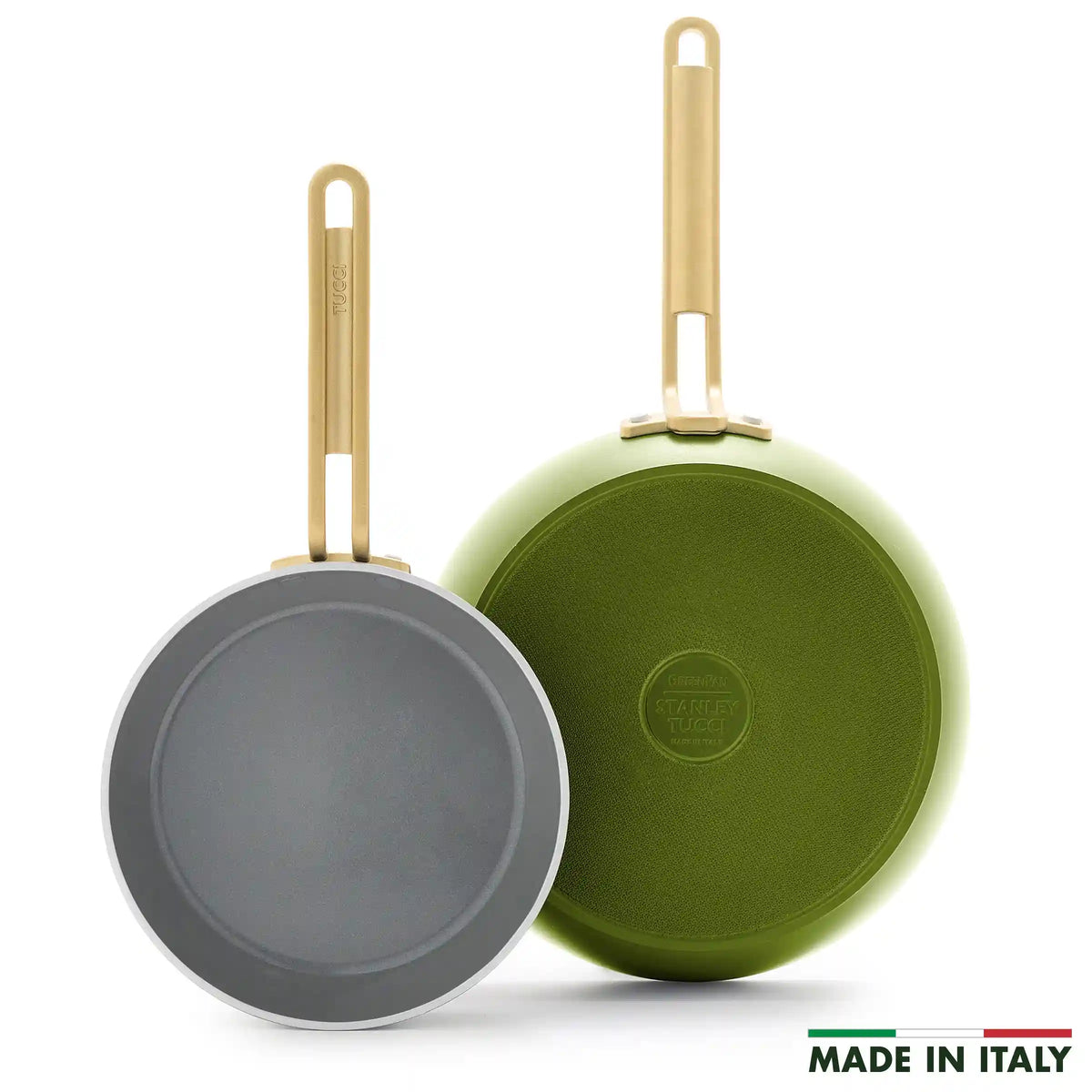 Stanley Tucci™ Ceramic Nonstick 8" and 10" Frypan Set | Tuscan Olive