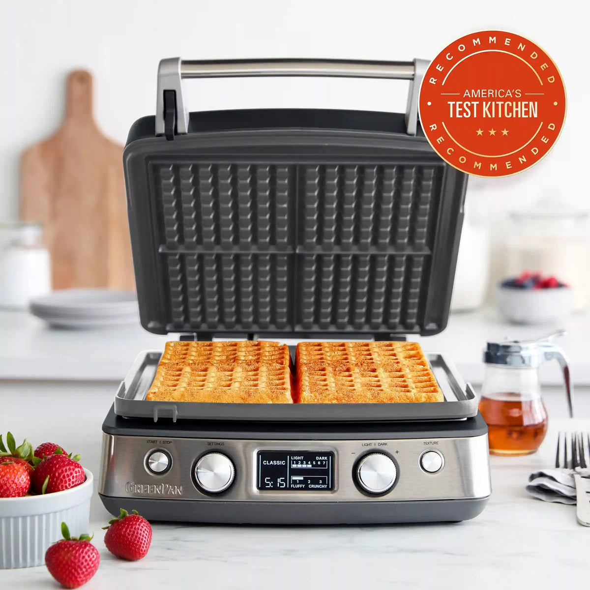 Elite Ceramic Nonstick 4-Square Waffle Maker | Graphite