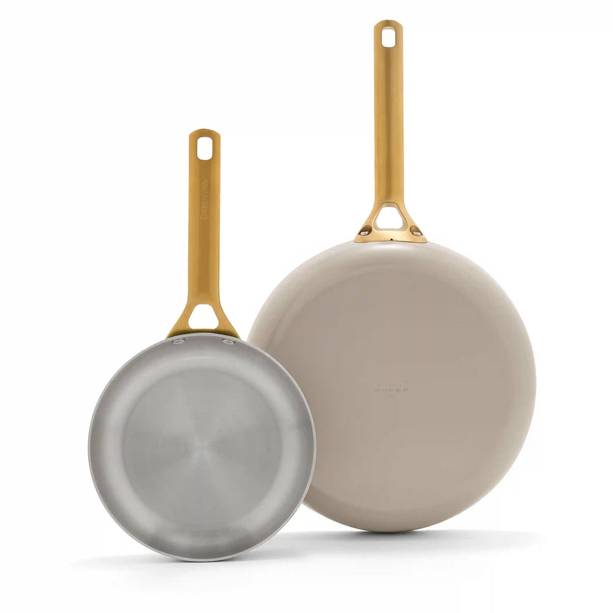 Reserve Pro Uncoated Stainless Steel 10" and 12" Frypan Set | Macadamia