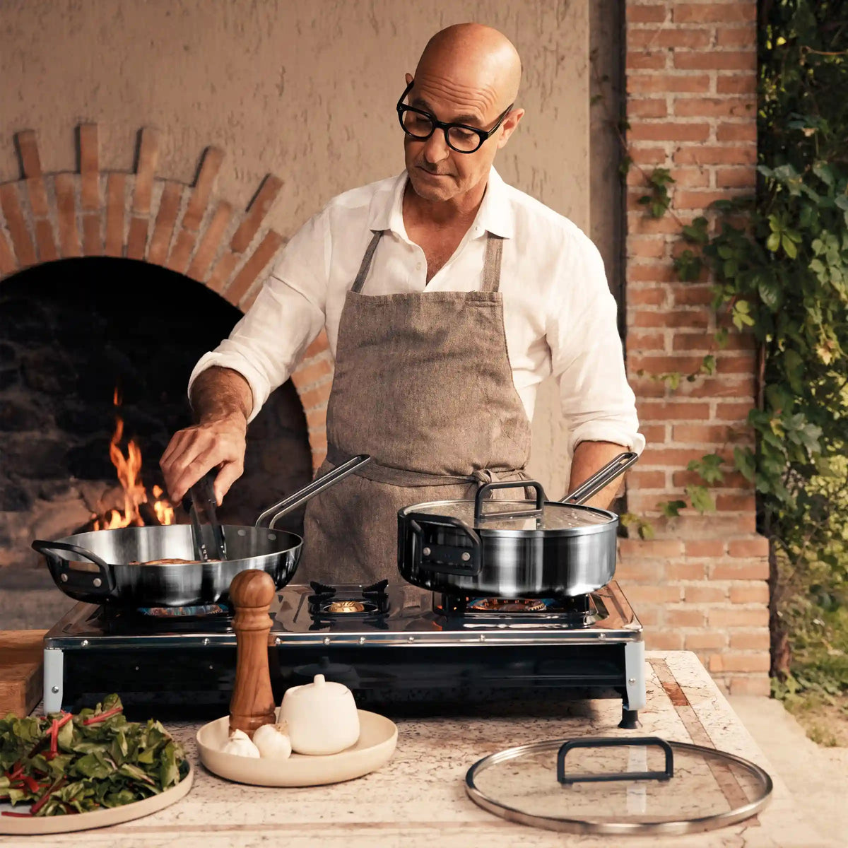 Stanley Tucci™ Uncoated Stainless Steel Ceramic Nonstick 9-Piece Cookware Set