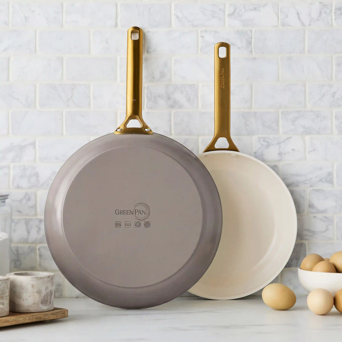 Reserve Pro Ceramic Nonstick 10" and 12" Frypan Set | Latte