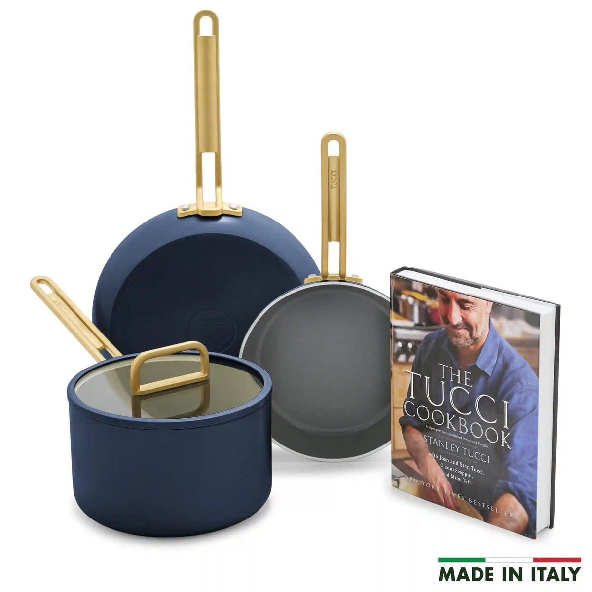 Stanley Tucci™ Ceramic Nonstick 4-Piece Chef Set | Marino Blue
