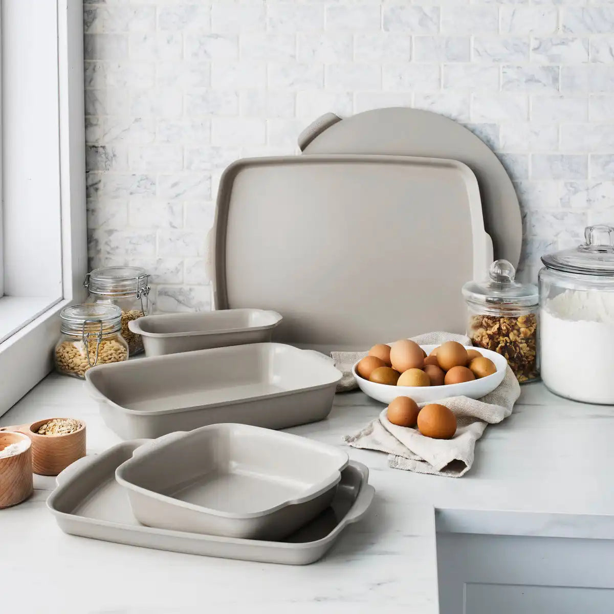 Premiere Ovenware Ceramic Nonstick 6-Piece Set | Taupe